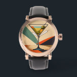 Mid Century Modern Color Block Martini Art Watch<br><div class="desc">Welcome to my Mid Century Fantasy World! Designs in this store are born of growing up in a Mid Century home complete with Martini loving parents.  Break out the cocktails.  Merging fact with fantasy within Mid Century Modern,  Jazz,  Retro Futuristic,  Atomic and Space Age Designs.</div>