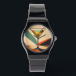 Mid Century Modern Color Block Martini Art Watch<br><div class="desc">Welcome to my Mid Century Fantasy World! Designs in this store are born of growing up in a Mid Century home complete with Martini loving parents.  Break out the cocktails.  Merging fact with fantasy within Mid Century Modern,  Jazz,  Retro Futuristic,  Atomic and Space Age Designs.</div>