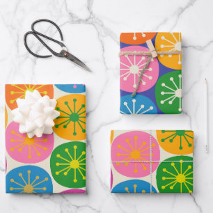 Mid Century Modern Colorful Bright Fun Atomic Dots Wrapping Paper Sheet