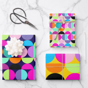 Mid Century Modern Colorful Circles Geometric  Wrapping Paper Sheet
