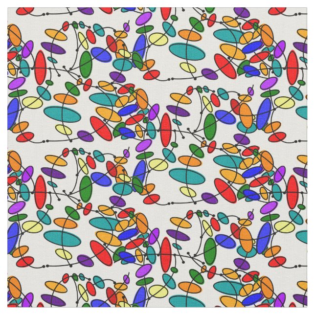 Mid-Century Modern Colorful Ovals Fabric (Close Up)