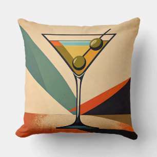 Mid Century Modern Colour Block Martini Art Cushion