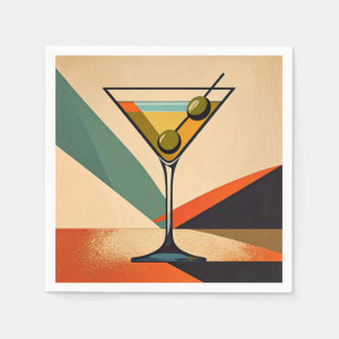 Mid Century Modern Colour Block Martini Art Napkin