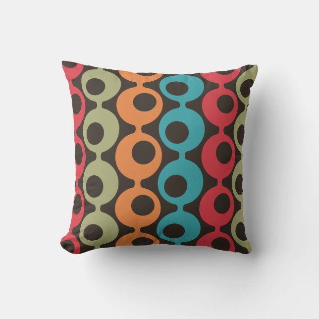 Mid Century Modern Coloured Circles Cushion (Front)