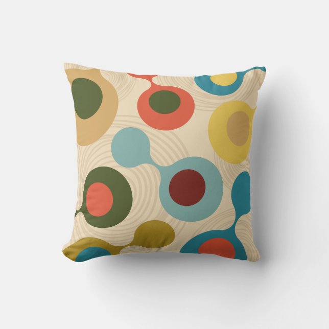 Mid-Century Modern Colourful Abstract Geometric Cushion (Front)