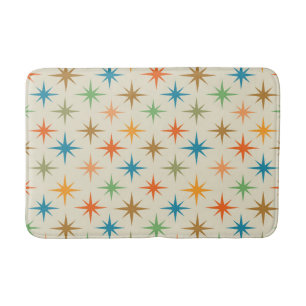 Mid century modern colourful atomic starburst   bath mat