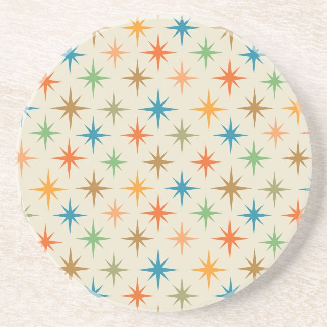 Mid Century Modern Colourful Atomic Starburst  Coaster (Front)