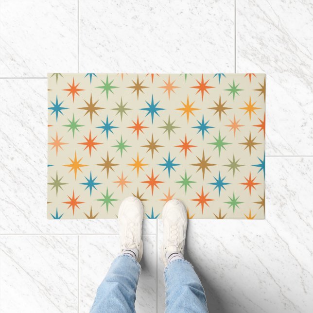 Mid Century Modern Colourful Atomic Starburst   Doormat (Indoor)