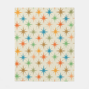 Mid century modern colourful atomic starburst  fleece blanket