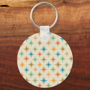 Mid Century Modern Colourful Atomic Starburst Key Ring