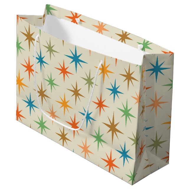 Mid century modern colourful atomic starburst     large gift bag (Front Angled)