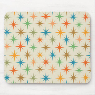 Mid century modern colourful atomic starburst   mouse pad