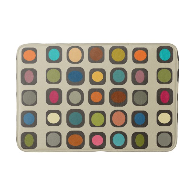 Mid Century Modern Colourful Buttons Bath Mat (Front)