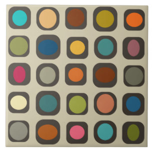 Mid Century Modern Colourful Buttons Ceramic Tile