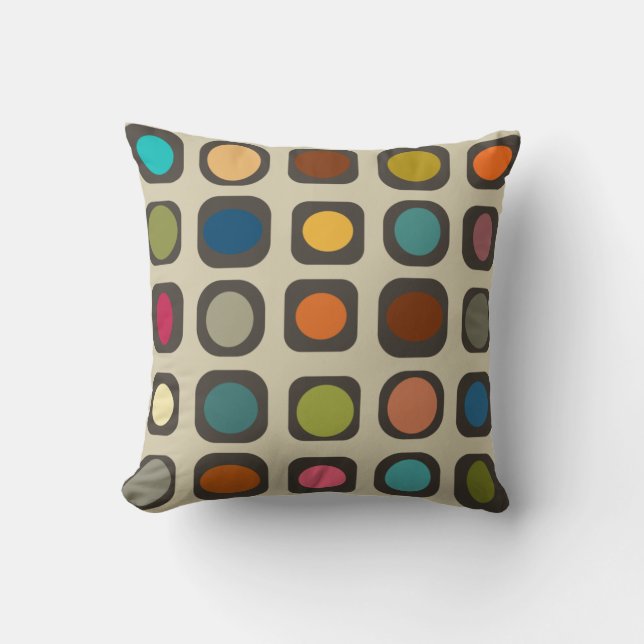 Mid Century Modern Colourful Buttons Cushion (Front)