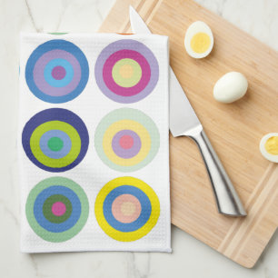 Mid Century Modern Colourful Circles Pattern Tea Towel