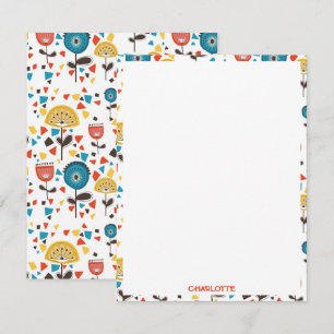Mid Century Modern Colourful Floral Pattern Card