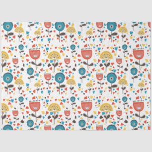 Mid Century Modern Colourful Floral Pattern Tissue Paper