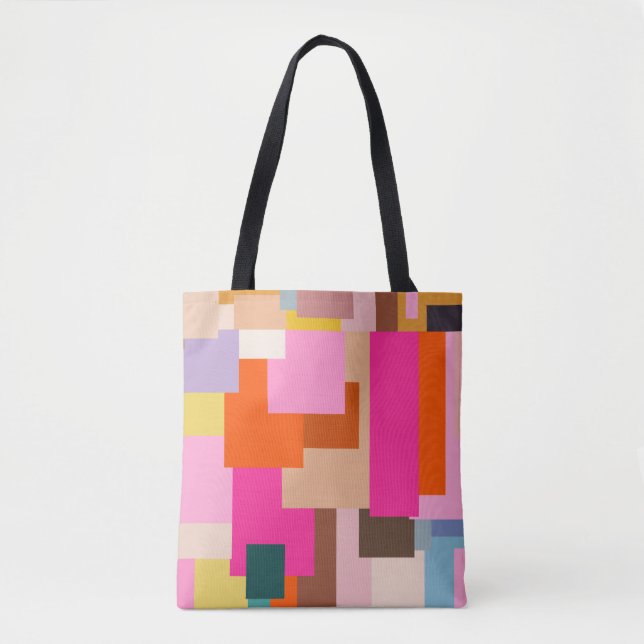 Mid Century Modern Colourful Geometric Abstract Tote Bag (Front)