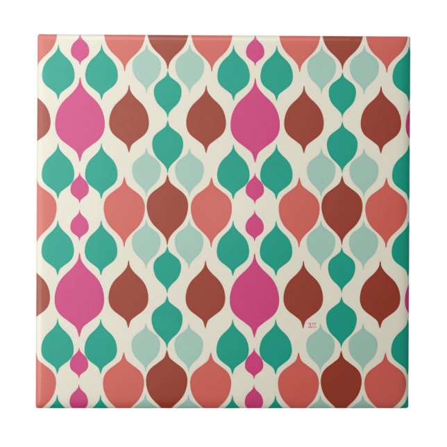 Mid Century Modern Colourful Geometric  Ceramic Tile (Front)