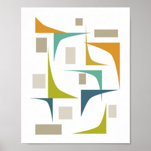 Mid Century Modern Colourful Geometric Print