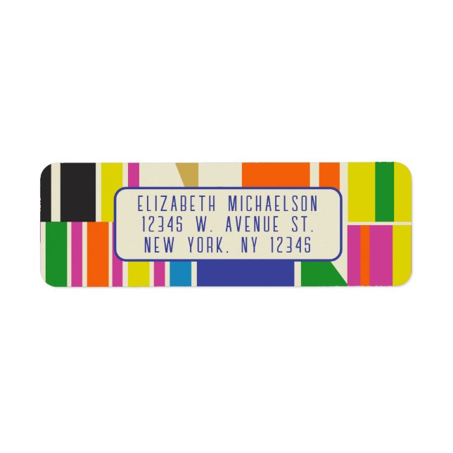 Mid Century Modern Colourful Retro Geometric Return Address Label (Front)