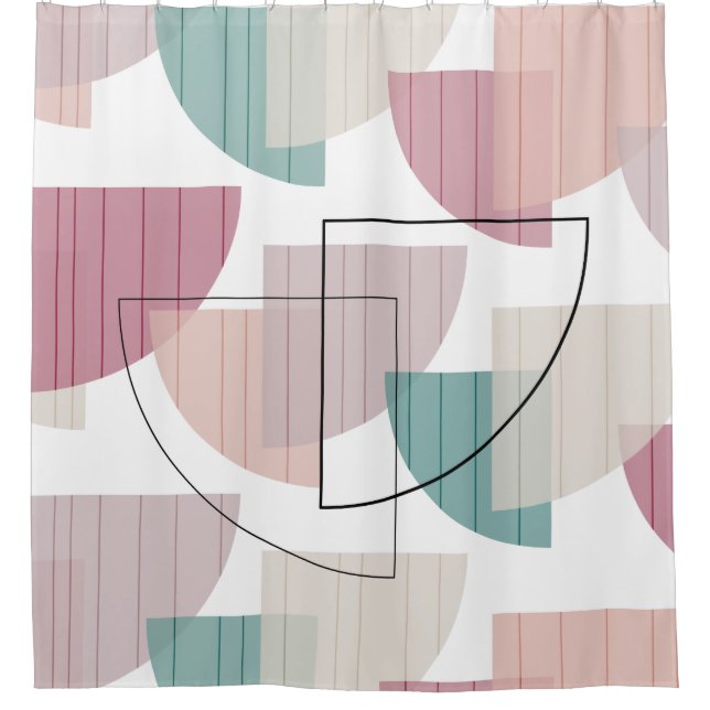 Mid Century Modern Colourful Shower Curtain (Front)