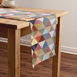 Mid Century Modern Colourful Triangles Short Table Runner