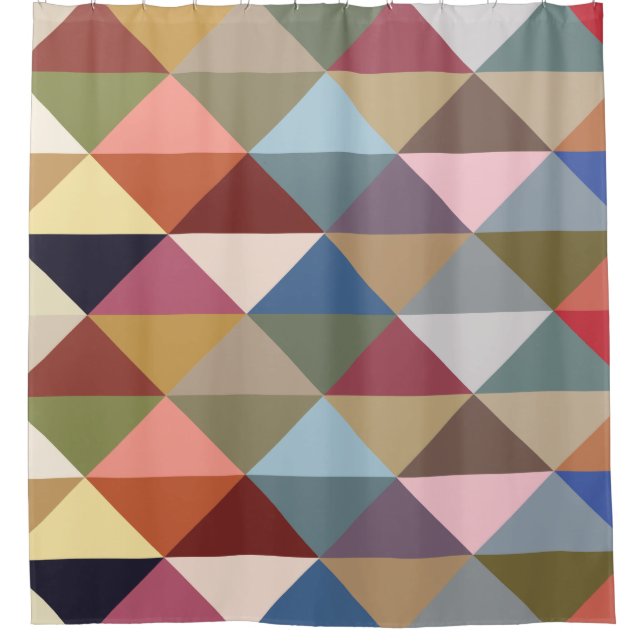 Mid Century Modern Colourful Triangles Shower Curtain (Front)