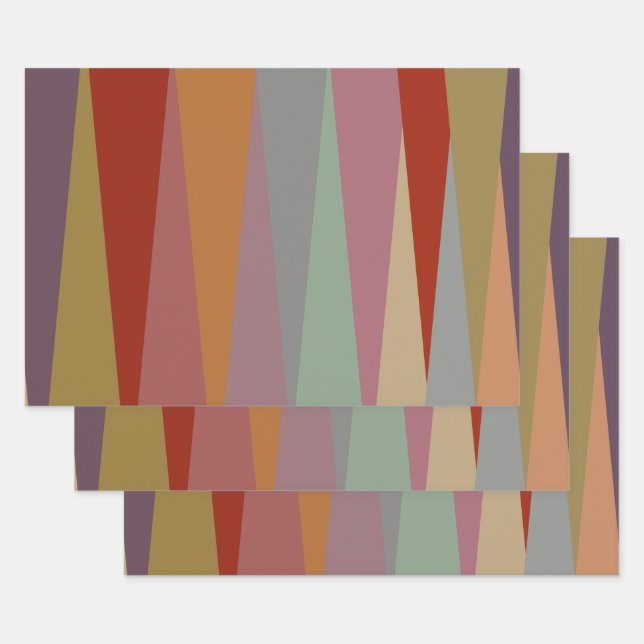Mid-Century Modern Colourful triangles   Wrapping Paper Sheet (Set)