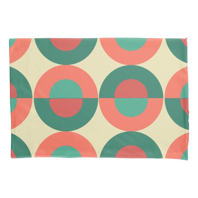Mid-Century Modern Coral Mint     Pillowcase (Front)
