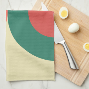Mid-Century Modern Coral Mint Tea Towel