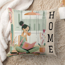 Mid Century Modern Cosy Girl Reading Book Home