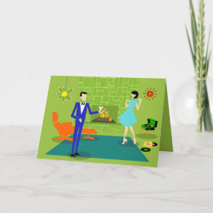 Mid Century Modern Couple Greeting Card
