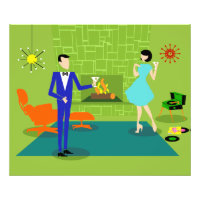 Mid Century Modern Couple Photo Paper