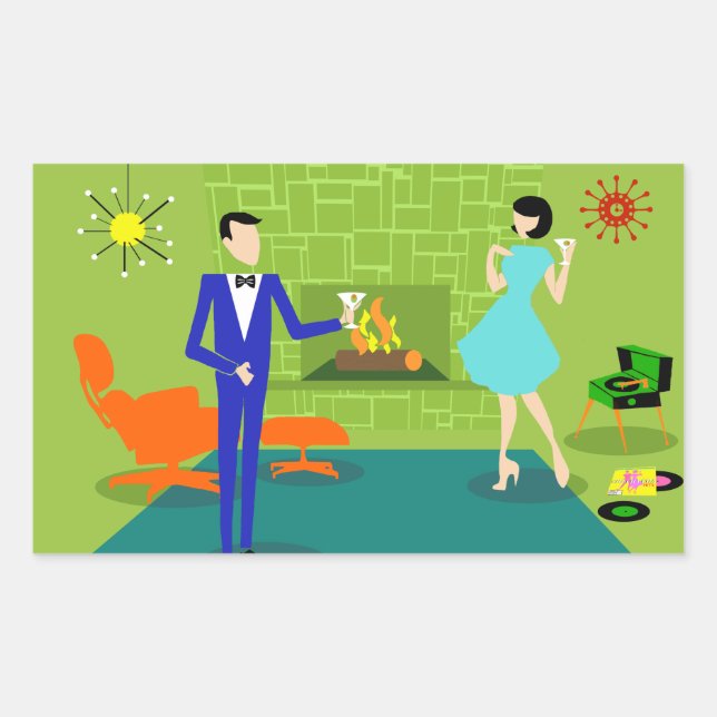 Mid Century Modern Couple Stickers (Front)