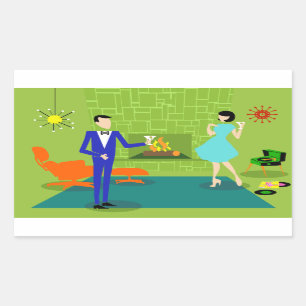 Mid Century Modern Couple Stickers