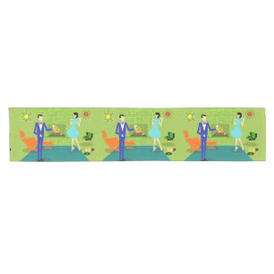 Mid Century Modern Couple Table Runner