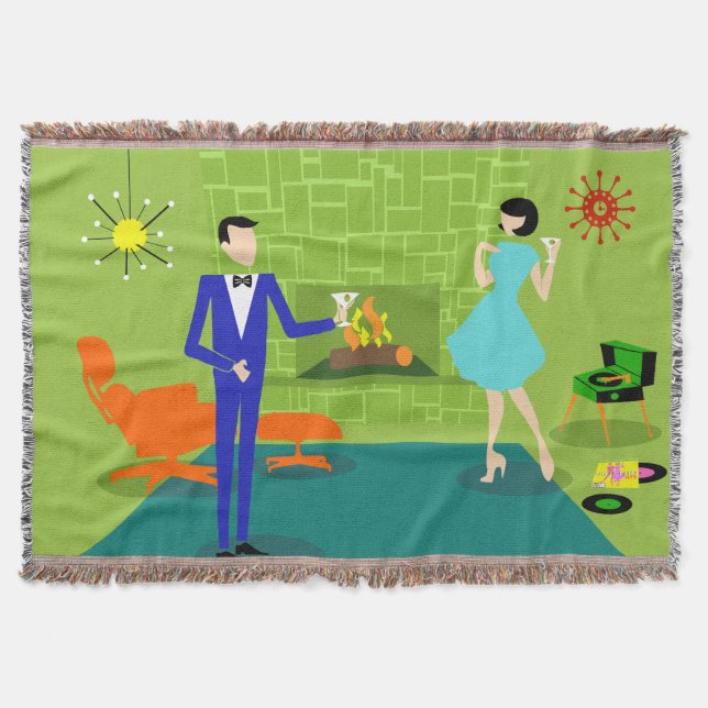Mid Century Modern Couple Throw Blanket (Front)