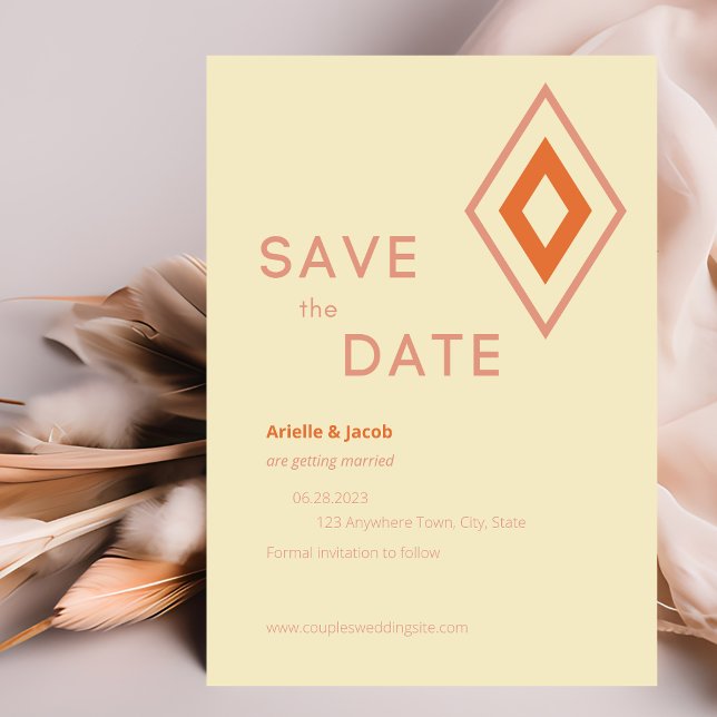 Mid Century Modern Cream, Blush & Burnt Orange  Save The Date (Creator Uploaded)