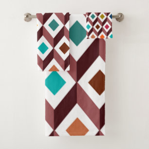 Mid-Century Modern Cubes Bath Towel Set