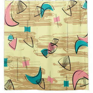 Mid-Century Modern Dandelion Clocks Shower Curtain