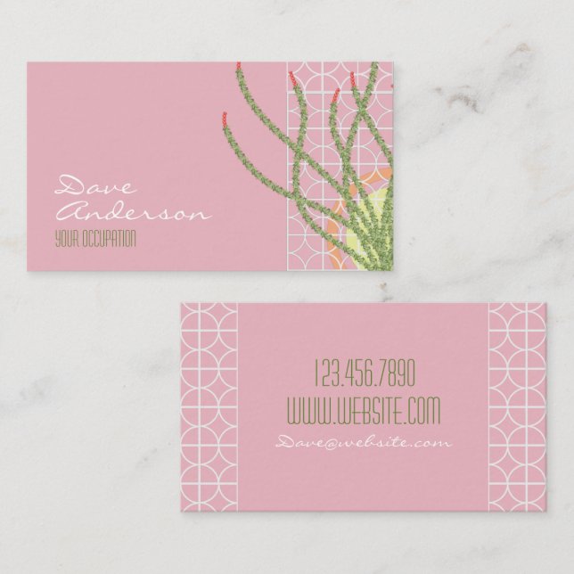 Mid Century Modern Desert Cactus Business Card (Front/Back)