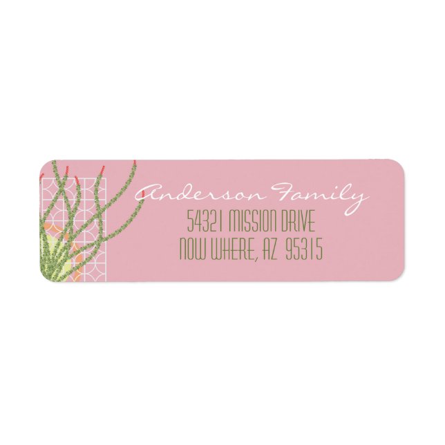 Mid Century Modern Desert Cactus Return Address Label (Front)