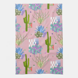 Mid Century Modern Desert Landscape l Any Colour Tea Towel