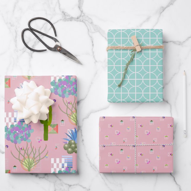 Mid Century Modern Desert Wrapping Paper Sheet (Front)