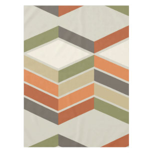 Mid Century Modern Diagonal Stripes Green Orange Tablecloth