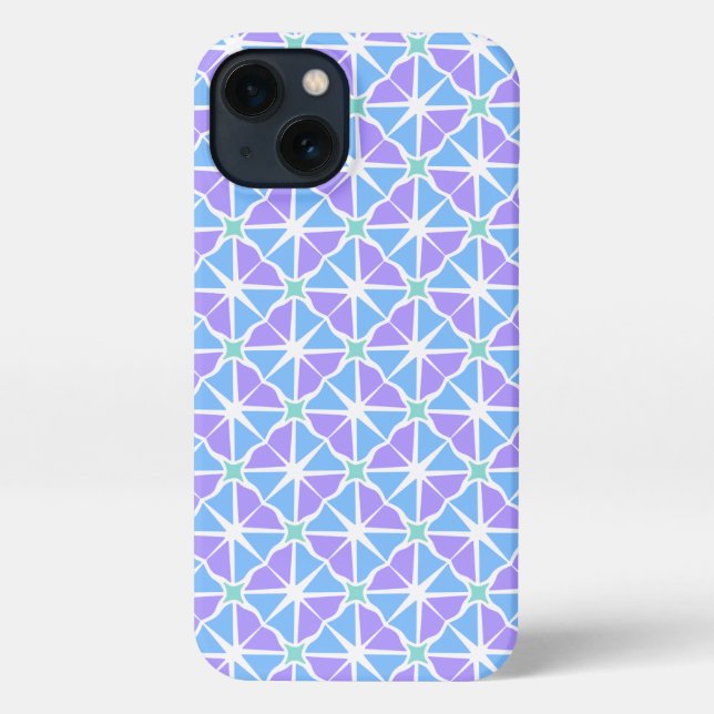 Mid century modern diamond blue purple iPhone case (Back)