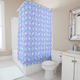 Mid century modern diamond blue purple shower curtain