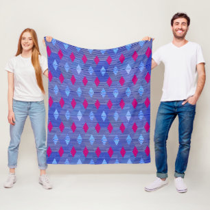 Mid-Century Modern Diamond Print, Cobalt Blue Fleece Blanket